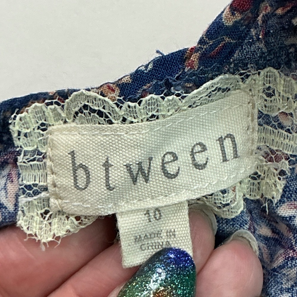 btween Blue Floral Jumpsuit Girls Size 10 Ruffle Shoulder Wide Leg 3E176TJ - Picture 7 of 16